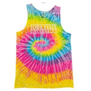 Iowa State University Yellow Tie Dye Tank Graphic Print Scoop Neck Womens Size M